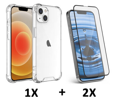 iPhone 15 Plus - Anti Shock &amp;amp; 2x Full Glas - Transparant