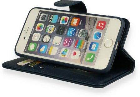 iPhone SE 2022-2020 - HQ Book Case &amp;amp; Glas - Donker Blauw