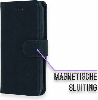 iPhone SE 2022-2020 - HQ Book Case &amp;amp; Glas - Donker Blauw