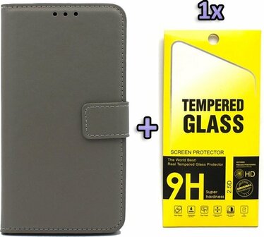 iPhone SE 2022-2020 - Book Case &amp;amp; Glas - Grijs