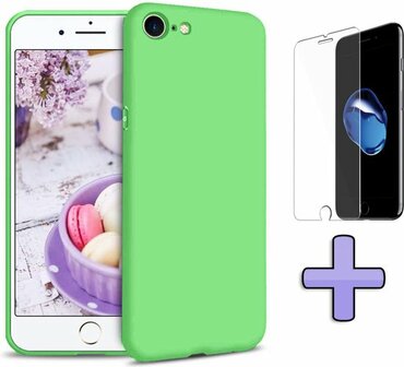 iPhone SE 2022-2020 - Back Cover &amp;amp; Glas - Licht Groen
