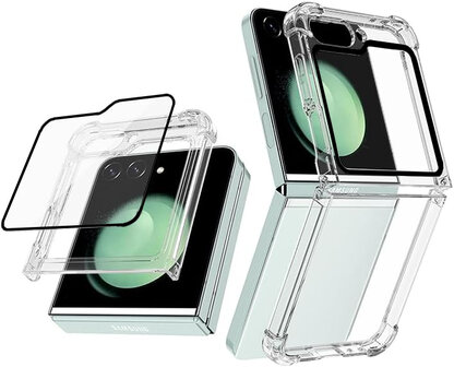 Samsung Z Flip 5 - Anti Shock - Transparant - Ingebouwd Screenprotector