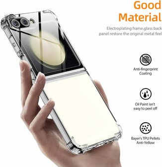 Samsung Z Flip 5 - Anti Shock - Transparant - Ingebouwd Screenprotector