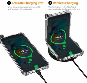 Samsung Z Flip 5 - Anti Shock - Transparant - Ingebouwd Screenprotector