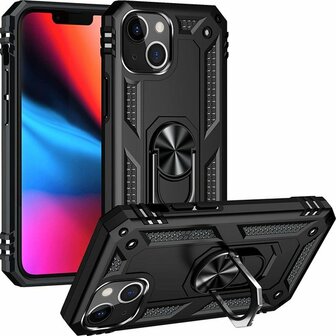 iPhone 13 Mini Zwart - Armor met Kickstand Ring