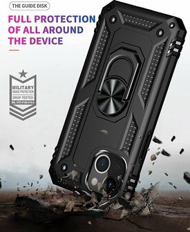 iPhone 13 Mini Zwart - Armor met Kickstand Ring