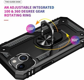 iPhone 13 Mini Zwart - Armor met Kickstand Ring