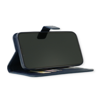 iPhone 15 - Book Case &amp;amp; Glas - Blauw