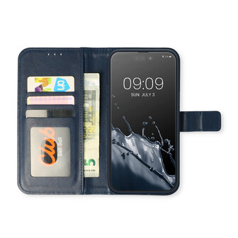 iPhone 15 - Book Case &amp;amp; Glas - Blauw