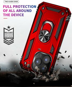 iPhone 14 Pro Rood - Armor met Kickstand Ring