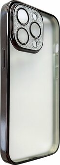iPhone 13 Pro - Glitter Cam Back Cover - Zwart