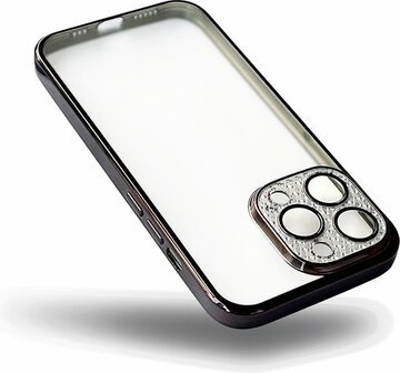 iPhone 13 Pro - Glitter Cam Back Cover - Zwart