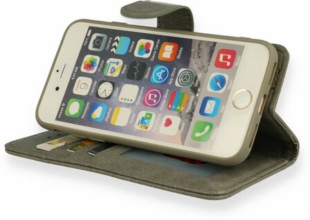 iPhone SE 2022-2020 - HQ Book Case &amp;amp; Glas - Grijs