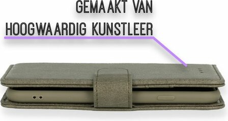 iPhone SE 2022-2020 - HQ Book Case &amp;amp; Glas - Grijs