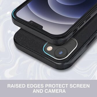 iPhone 14 - Glitter Back Cover &amp;amp; Glas - Zwart