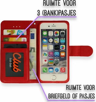 iPhone SE 2022-2020 - HQ Book Case &amp;amp; Glas - Rood