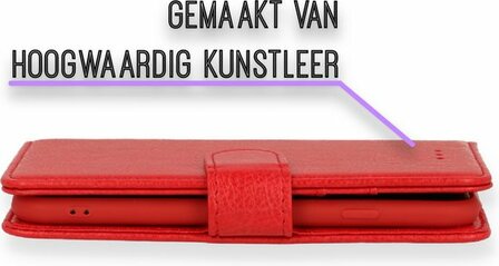 iPhone SE 2022-2020 - HQ Book Case &amp;amp; Glas - Rood