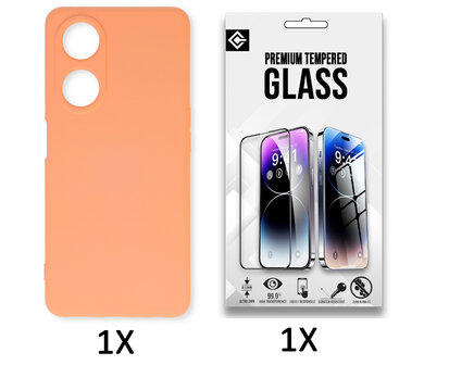 Oppo A58 4G - Back Cover &amp;amp; Glas - Zalm Roze