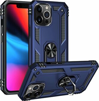 iPhone 13 Pro Blauw - Armor met Kickstand Ring