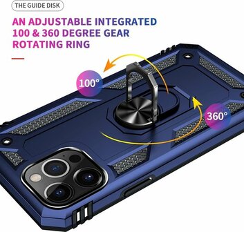 iPhone 13 Pro Blauw - Armor met Kickstand Ring