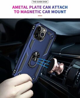 iPhone 13 Pro Blauw - Armor met Kickstand Ring