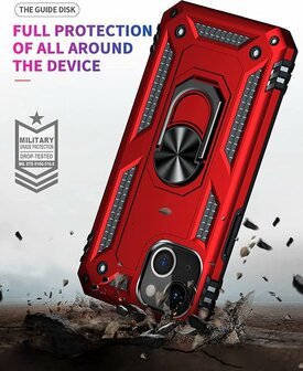 iPhone 14 Rood - Armor met Kickstand Ring