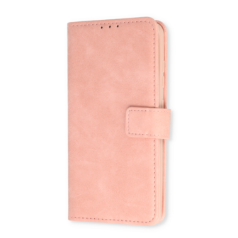 iPhone 15 - Book Case &amp;amp; Glas - Baby Roze