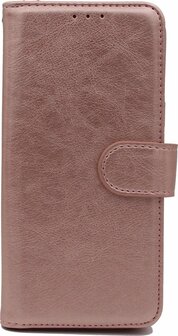 iPhone 12 Pro Max - HQ Book Case &amp;amp; Full Glas - Rosegoud
