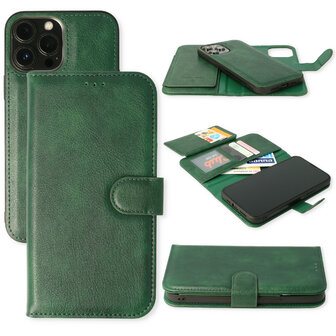 iPhone 13 Pro Groen - 2 in 1 HQ Book Case met Extra Vakken
