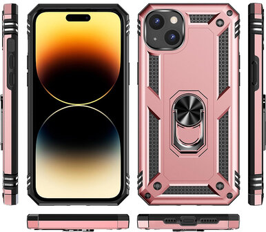 iPhone 15 Rosegoud - Armor met Kickstand Ring
