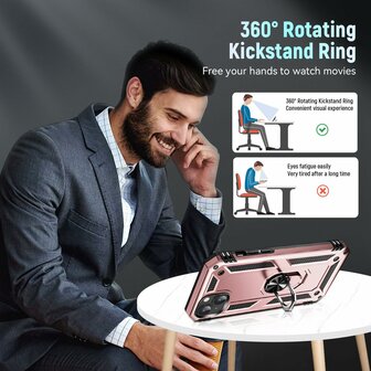 iPhone 15 Rosegoud - Armor met Kickstand Ring