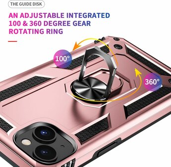 iPhone 15 Rosegoud - Armor met Kickstand Ring