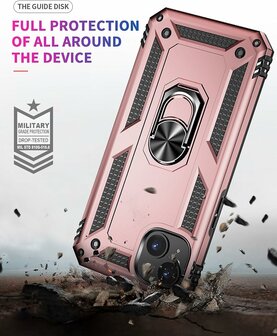 iPhone 15 Rosegoud - Armor met Kickstand Ring
