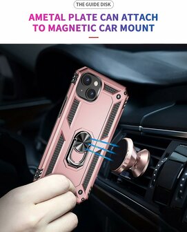iPhone 15 Rosegoud - Armor met Kickstand Ring