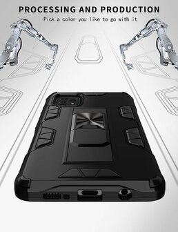 Samsung A72 Zwart &amp;amp; Glas - Magnetic Kickstand Armor Case