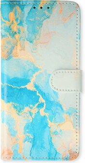 iPhone 11 met Marmer Aqua Print - Book Case