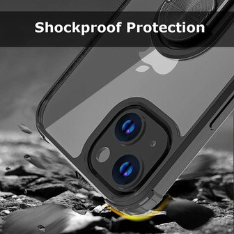 iPhone 13 Mini Zwart - Anti Shock Kickstand Ring Case