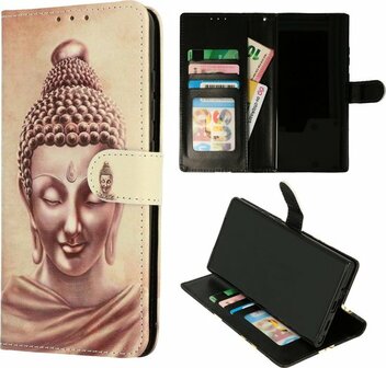 Samsung A22 5G met Buddha Goud Print - Book Case