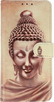 Samsung A22 5G met Buddha Goud Print - Book Case