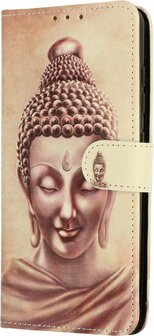 Samsung A22 5G met Buddha Goud Print - Book Case