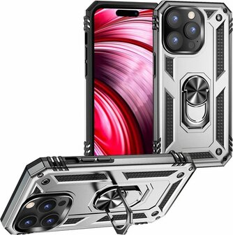 iPhone 14 Pro Grijs - Armor met Kickstand Ring