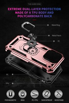 iPhone 14 Pro Max Rosegoud &amp;amp; 2X Glas - Armor met Kickstand Ring