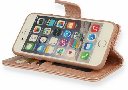 iPhone SE 2022-2020 - HQ Book Case &amp;amp; Glas - Rosegoud