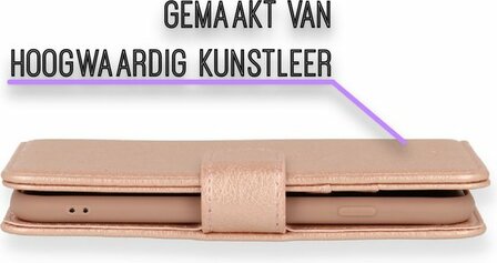 iPhone SE 2022-2020 - HQ Book Case &amp;amp; Glas - Rosegoud
