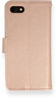 iPhone SE 2022-2020 - HQ Book Case &amp;amp; Glas - Rosegoud
