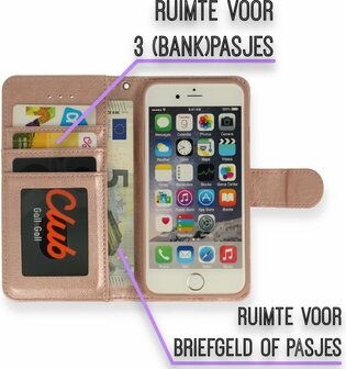 iPhone SE 2022-2020 - HQ Book Case &amp;amp; Glas - Rosegoud