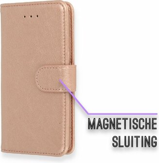 iPhone SE 2022-2020 - HQ Book Case &amp;amp; Glas - Rosegoud