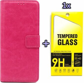 iPhone SE 2022-2020 - Book Case &amp;amp; Glas - Roze