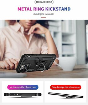 iPhone 13 Pro Max Zwart - Armor met Kickstand Ring