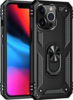 iPhone 13 Pro Max Zwart - Armor met Kickstand Ring